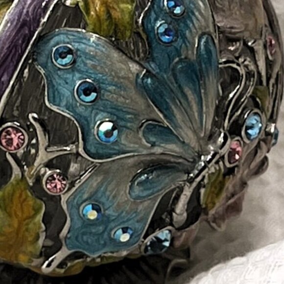 Vintage Blue Y2K Brass Enamel & Stones Butterfly Perfume Bottle 2004, 3.5 * 2.5 - Picture 6 of 6